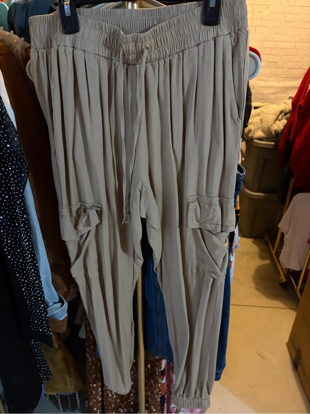 MICHAEL Michael Kors Taupe Drawstring Cargo Joggers